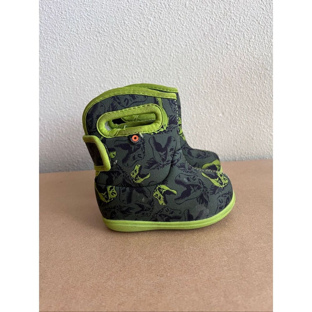 Kids Green Dinosaur Print Bootie Shoes